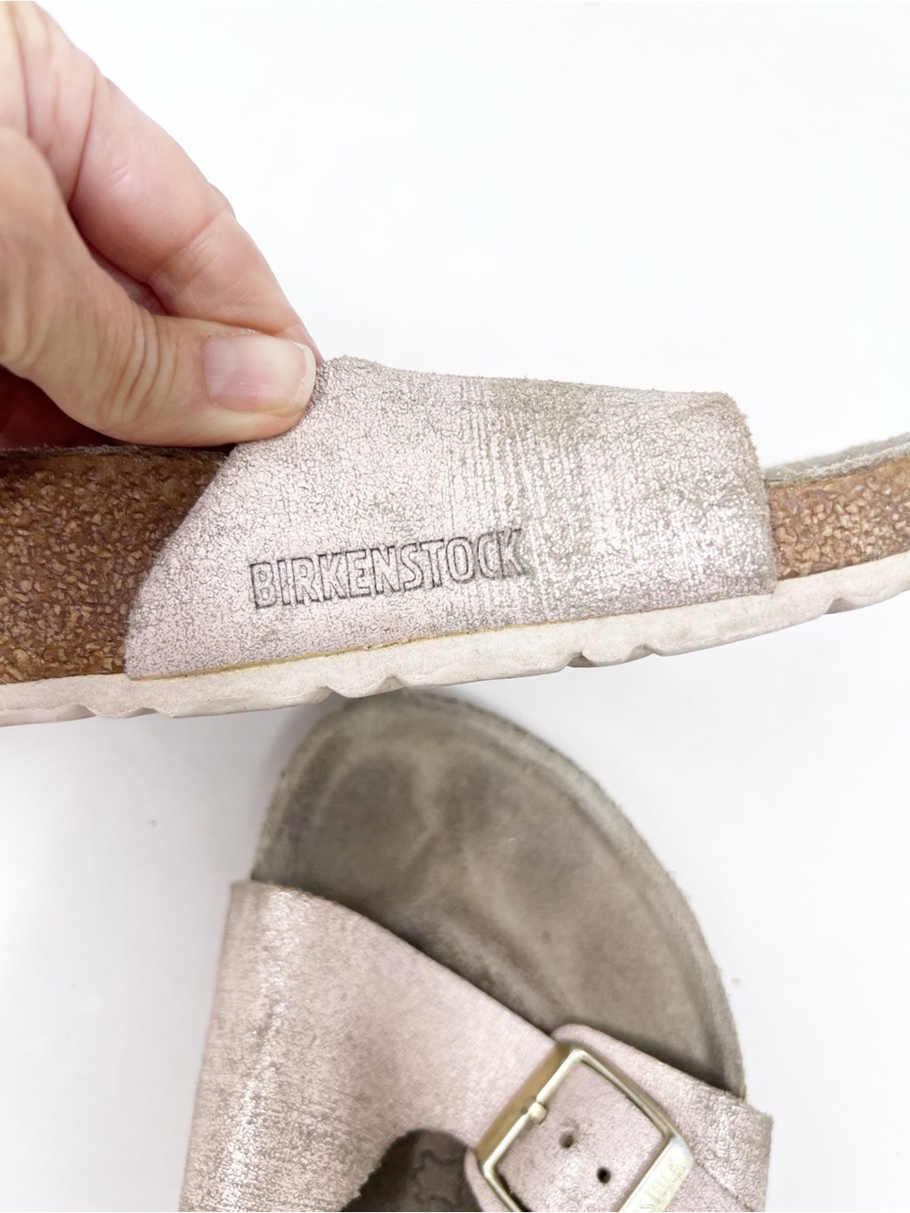 BIRKENSTOCK MADRID BIG BUCKLE PINK METALLIC STRAP SLIP ON SANDALS WOMENS SZ 8 - Picture 5 of 7